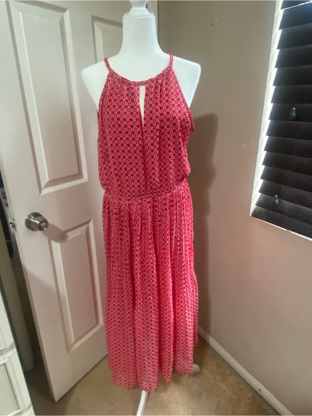 Maison Jules Pink Geo-Print Halter Maxi Dress